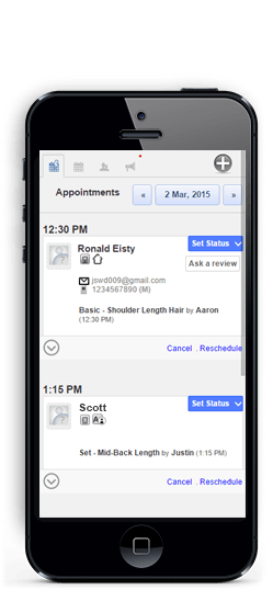 Appointy's online scheduler software displayed on a mobile